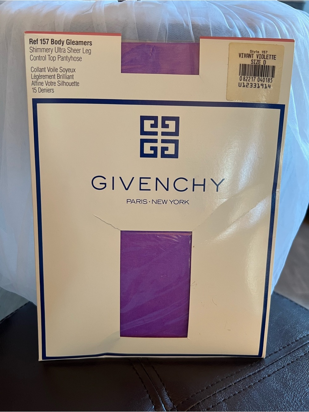 Vintage Givenchy Body Gleamers Purple Sheer Control Top Pantyhose 15 Denier D